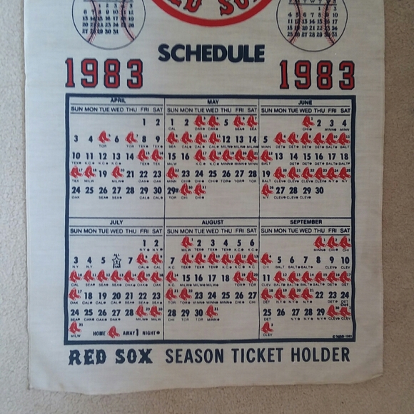 Vintage 1983 Red Sox Cloth Schedule Calendar - Picture 5 of 7
